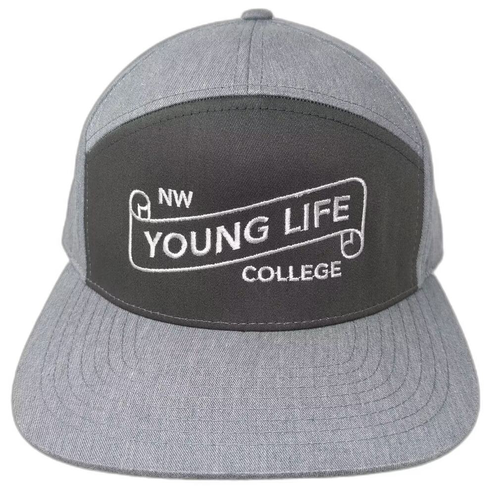 You Know NW Young Life College 5 Panel Hat Gray Black OS Slideback Adjustable